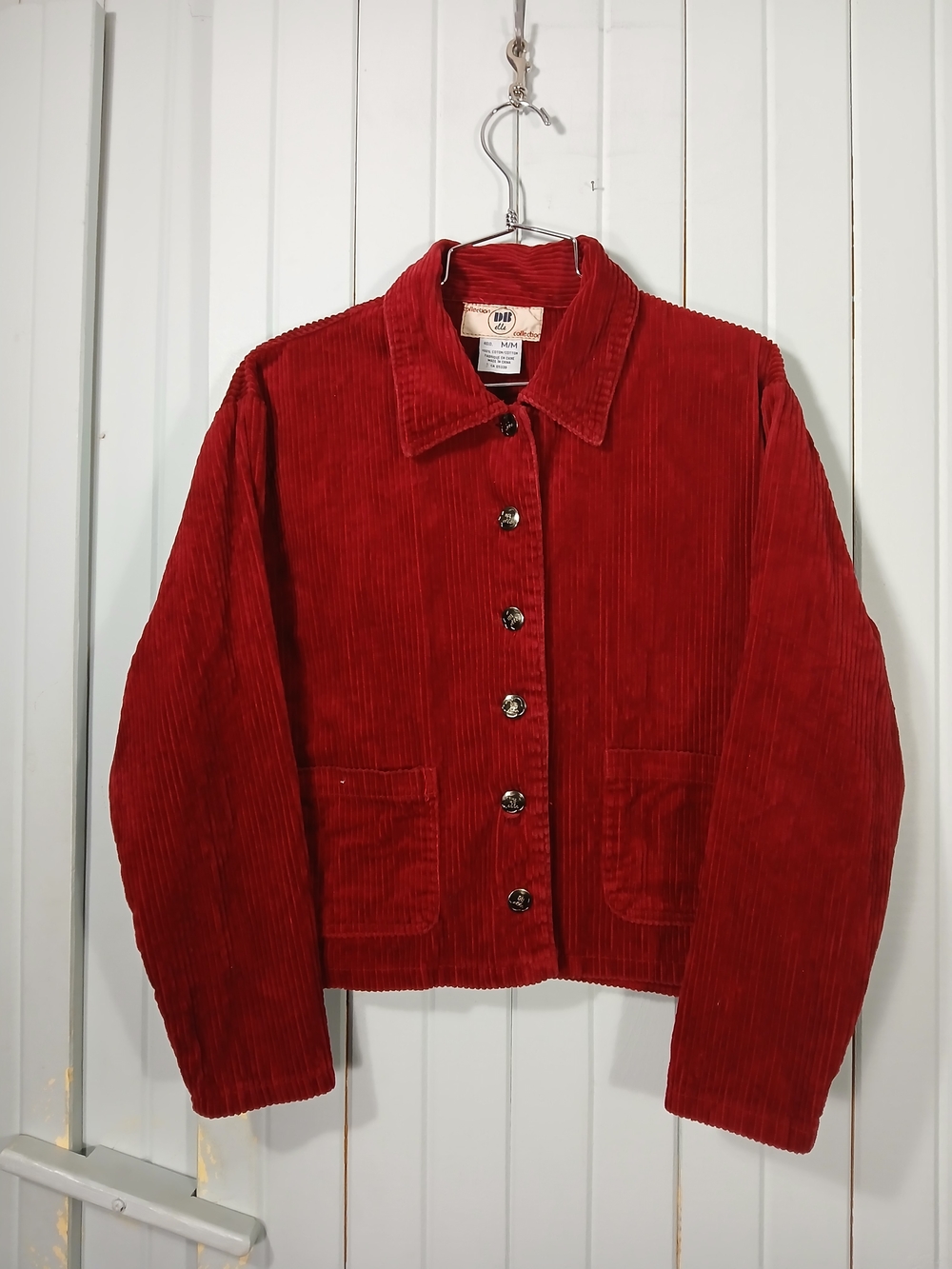 Corduroy Button-Front Jacket - Red
